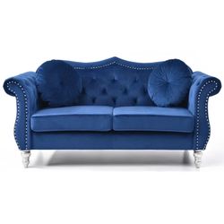 Loveseat - Glory Furniture Hollywood Navy Blue Velvet Fabric - NEW