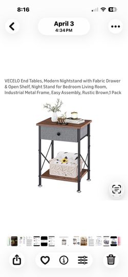New side table with fabric drawer