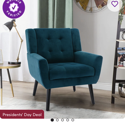 Teal velvet wide back chair