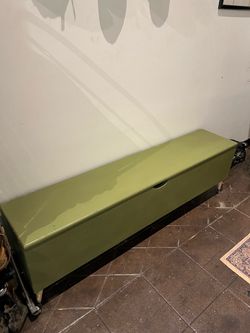 Olive green bench storage