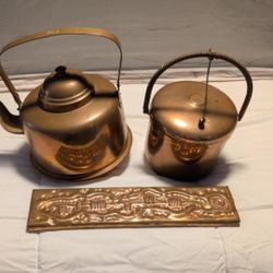 Copper Items Tea Pot Ice Bucket  Plaque
