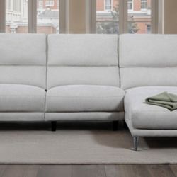 Brand New Grey Super Plush Chenille Power Reclining Sectional Sofa 