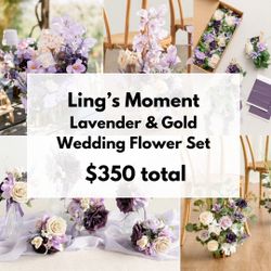 Ling’s Moment - Lavender & Gold Wedding Flower Set – $350 (Retail $700+)
