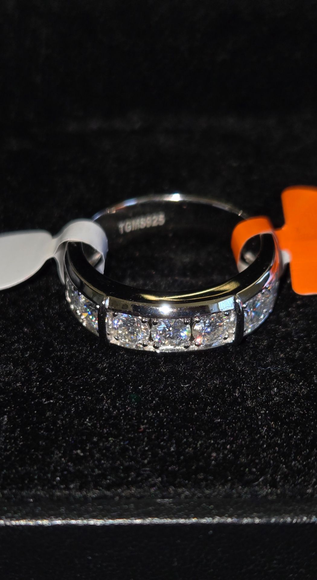 Half Eternity Ring Solid Silver & Moissanite