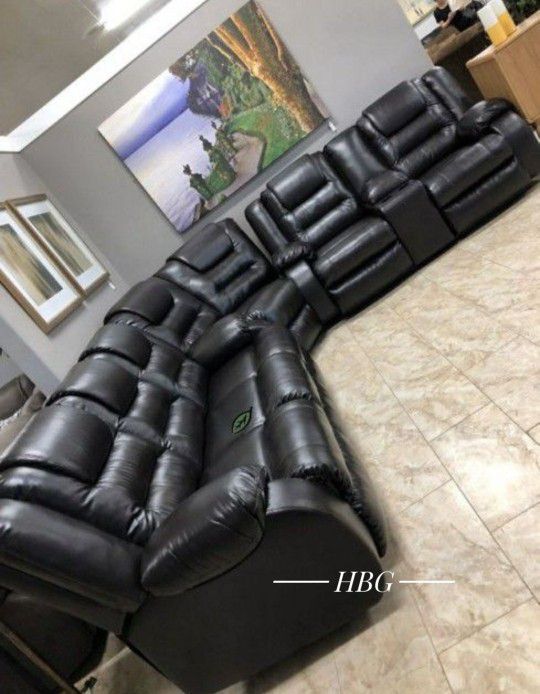 Black/Brown/Red Vacherie Large Reclining Sectional 🛍️ Brand New 
