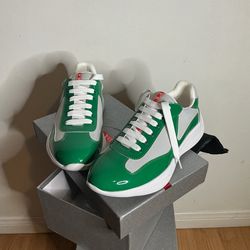 Prada America's Cup sneakers - Green and White size US 8