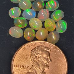 Set Of 6x Natural 6mm Ethiopian Fire Opal Cabachons 