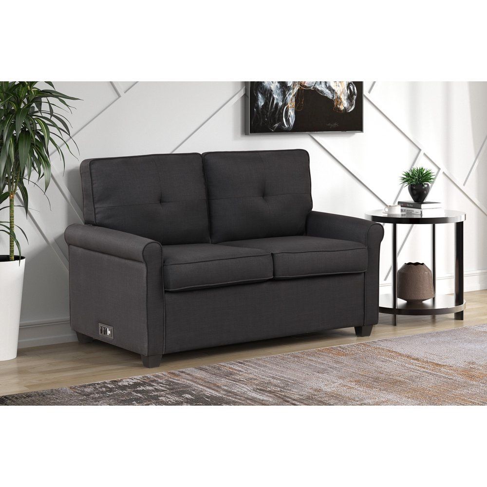 Mainstays Traditional Loveseat Sleeper with USB, Black