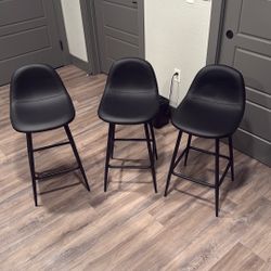 3 Black Bar Stools 