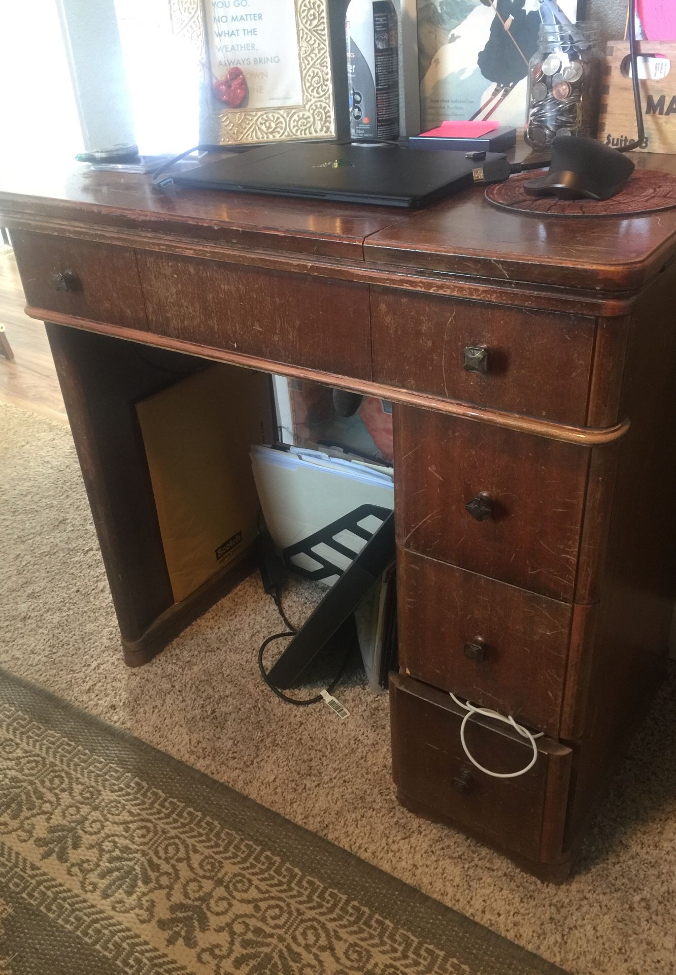 Antique sewing machine desk - 1930s great condition