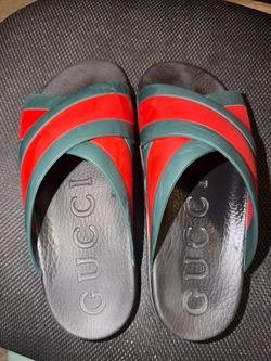Gucci Men's Web Stripe Rubber Slide