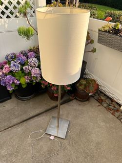 Adesso Liam 60.5" Antique Brass Floor Lamp with Light Beige Cylinder Shade (1547-21)