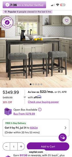 Table Peele Counter Height Wood 3-Person Dining Set