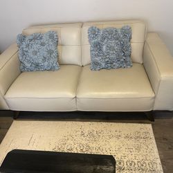 3 Piece Set Of Leather Sofas With Pillows 
