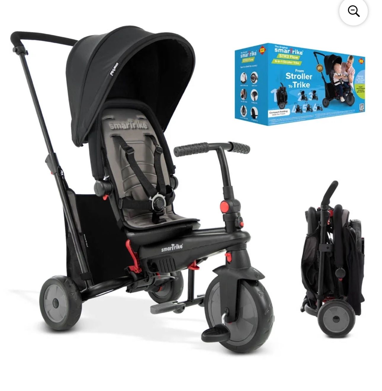 SmarTrike Flow 6 in 1 Folding Jogger Stroller Tricycle, for Unisex Ages 10 to 36 Months,
