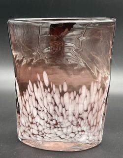 Purple Art Blown Glass Pocket Shaped Vase w/White Flecks 8" x 6" x 2.5"