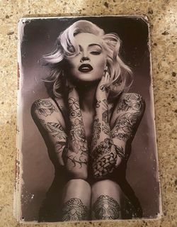 Marilyn Monroe Tattoo Art Tin Metal Sign