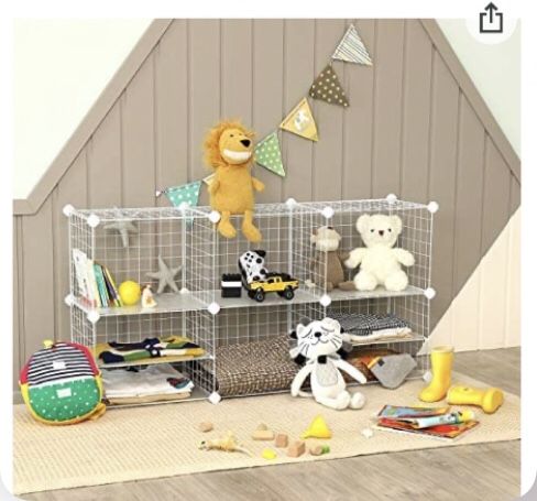 New Cube Storage Unit, Metal Wire Organizer with Divider In Box