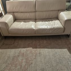 Leather Off White Loveseat 