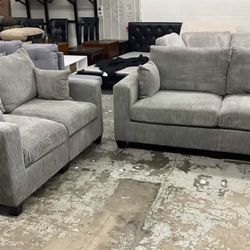 New Corduroy Couch And Love Seat Set / Free Delivery 