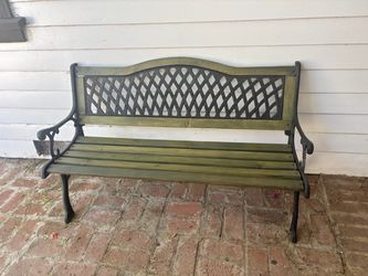Outdoor Garden Bench Wood and Cast Iron