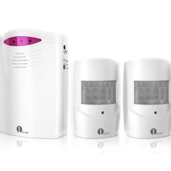 Driveway Alarm Wireless Outside, 1byone Motion Sensor Alarm 1000 FT Range Extra Loud Chimes Home Security Alarm System with 1 Receiver 2 Weatherproof 