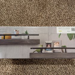  Floating Railing Shelf for Bedroom, Living Room, Bathroom, Kitchen, Set of 2, Distressed Gray
