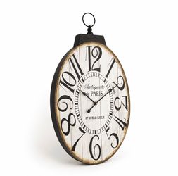 Large Wall Clocks 29 Inch-high Oversized Oval Vintfarmhouse Design Operated Silent Clock For Living Room Kitchen Bedroom (brown)