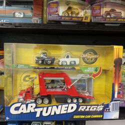 Car Tuned Rigs Custom Car Carrier w/ 2 Cars ‘87 Chevy C10 & ‘90 Chevy 454 SS