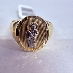 14K 2-Tone Gold St Jude / San Judas Ring