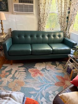 Teal/green leather, 3 seat couch