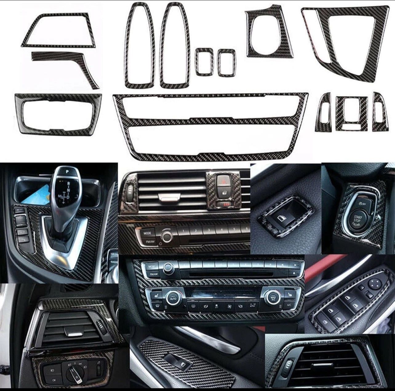 For BMW 3/ 4 Series F30 F32 F34 F36 2013-2019 Real Carbon Fiber Cover Trim Sticker