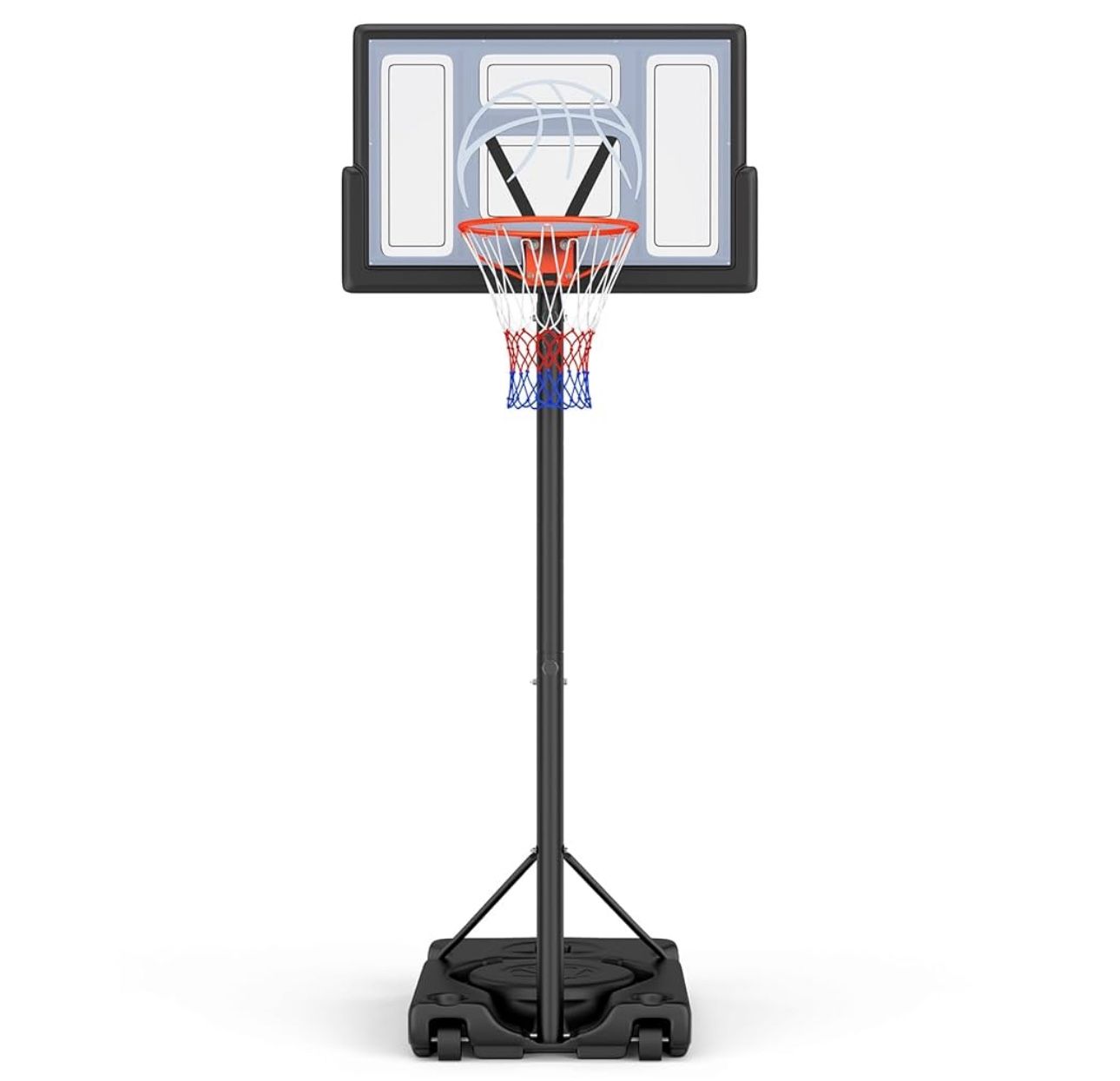 Basketball Hoop Outdoor 10ft Adjustable, Portable Basketball Hoop Goal System for Kids Youth and Adults in Backyard/Driveway/Indoor, 44 Inch Shatterpr