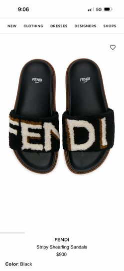 FENDI Stripy Shearling Sandals size 6.5