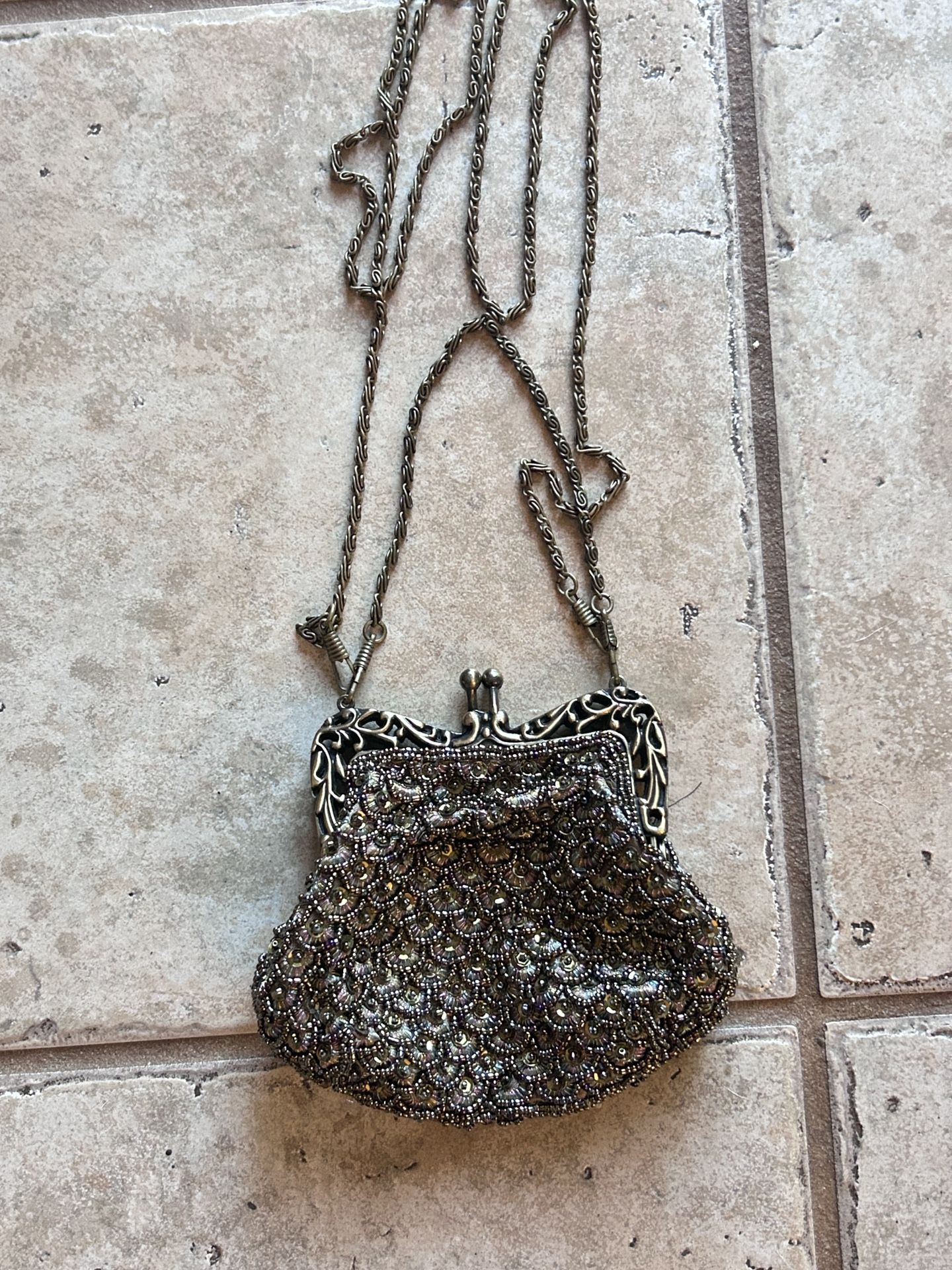 vintage beaded clutch bag