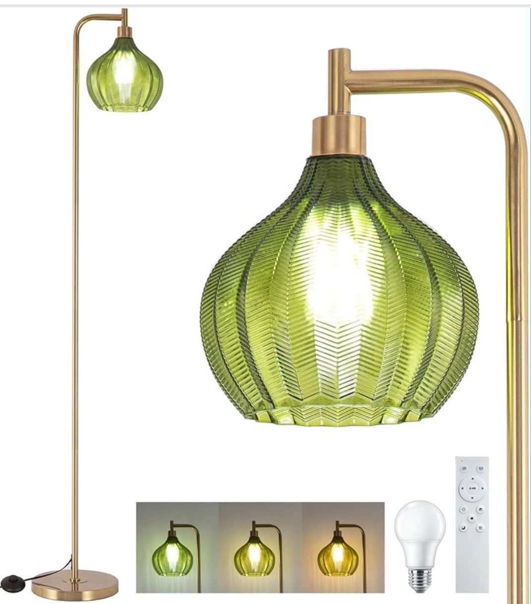 Brand New Floor Lamp Green Glass