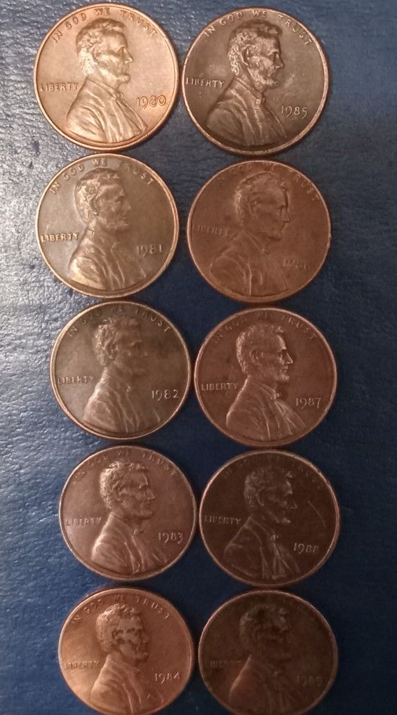 Decade Of Lincoln Memorial One Cent Collectors Coins 