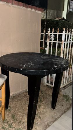 High Round Black Marble-Top Dining Table