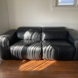 Black Faux Leather Couch 
