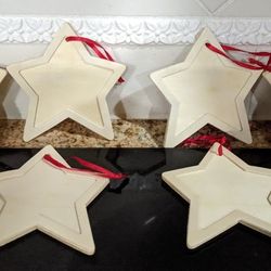 July 4th Decor: 6 - 4" Unfinished Star Ornaments - DiY - Paint It Your Way - Center Space Great For Adding Photo