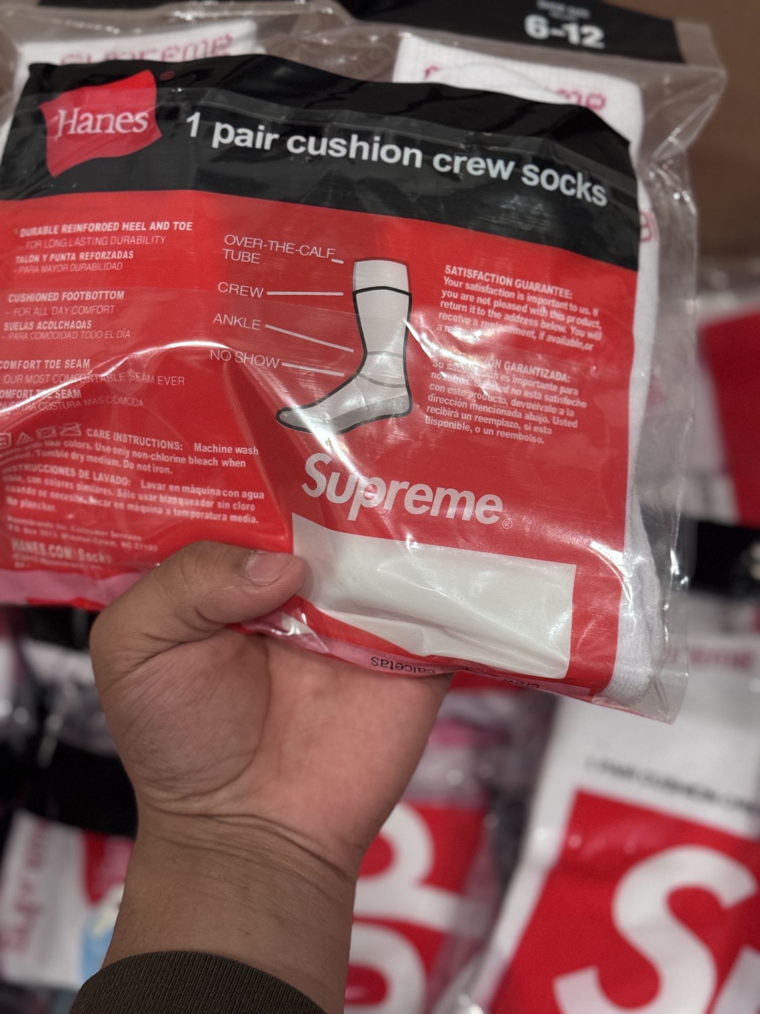 Supreme Hanes Socks 100% Cotton