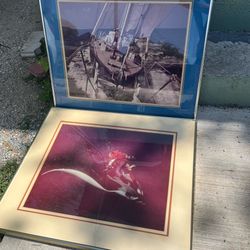 vintage framed sailboat prints