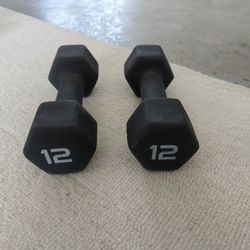 12 lb Dumbbells (Set of 2) - Black, Neoprene Coasted
