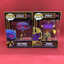 2X Funko Pop Black light Thanos #909, Ant-Man #910