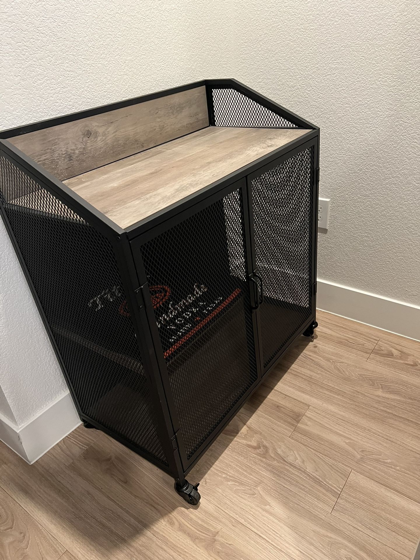 Portable Bar, Sturdy Steel And Wood With Doors