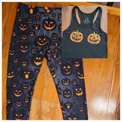Pumpkin Leggings And Tank Top