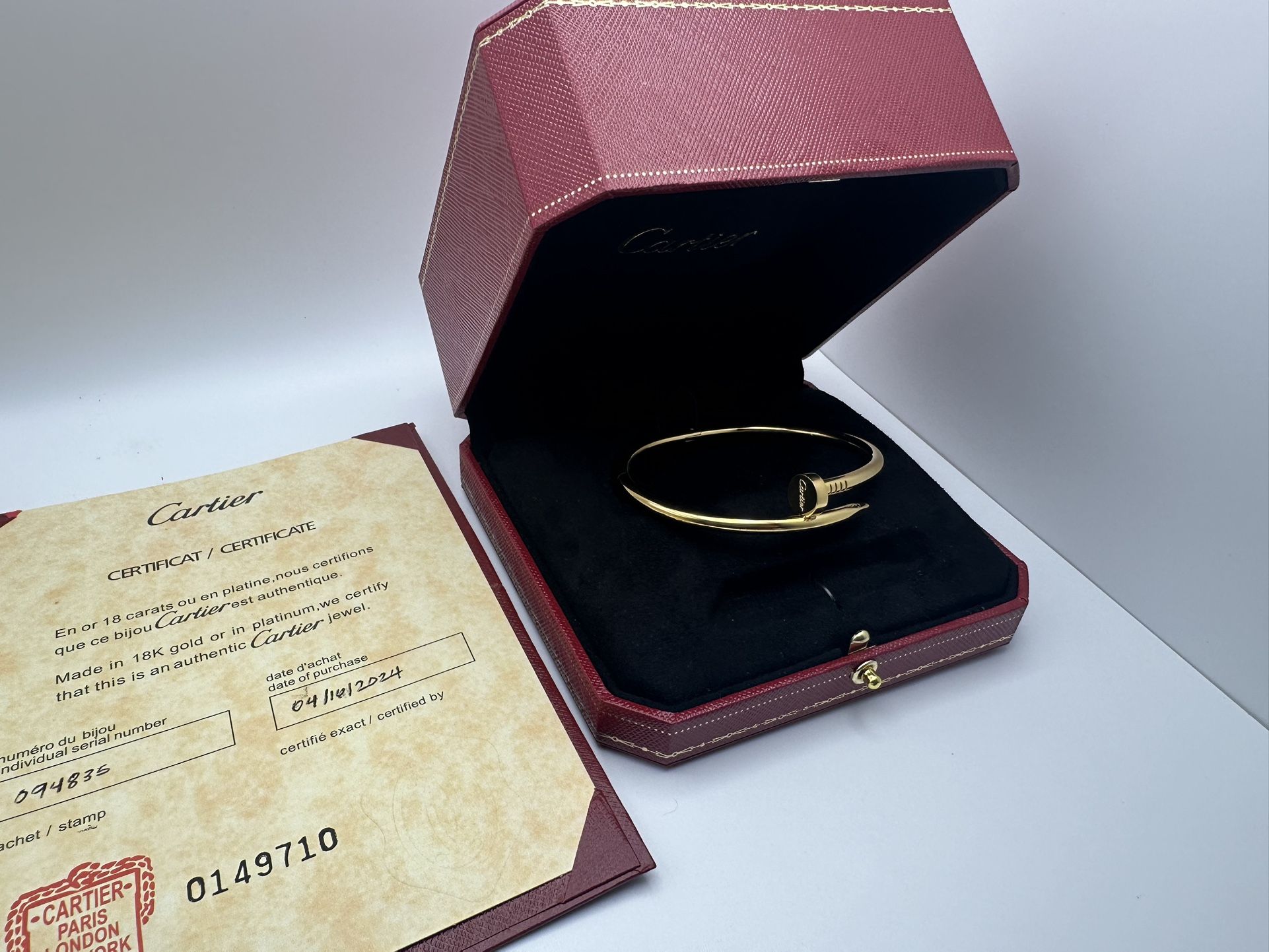 Cartier 18K Solid Gold Nail Bracelet Sizes 17 & 19