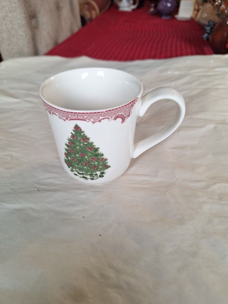 Vintage Johnson Bros Old Britain Castles Pink Christmas Tea Coffee Mug