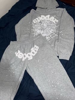 New Grey Sp5der Tracksuit Hoodie & Sweatpants