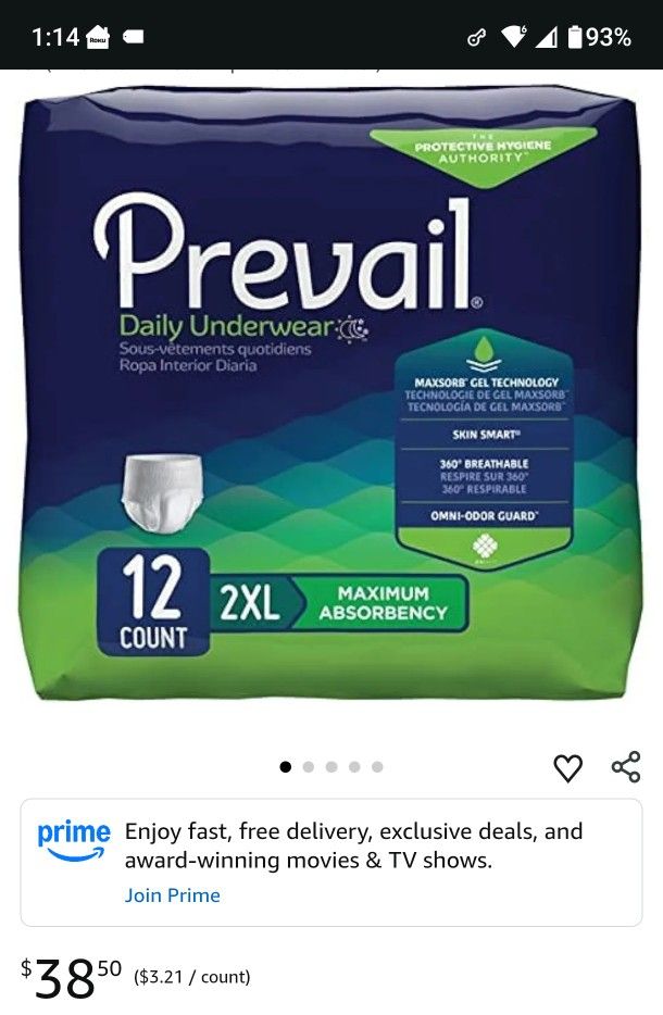 Prevail Unisex 2XL Inconsitence Briefs